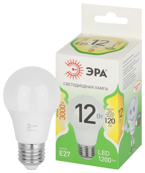 LED A60-12W-830-E27 GL Лампочка светодиодная ЭРА GREEN LINE LED A60-12W-830-E27 GL E27 12 Вт груша теплый свет