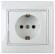 Б0053952 Розетка Intro Plano 1Э-202-01 с заземлением 2P+E Schuko, 16А-250В, IP20, СУ, без лапок, белый