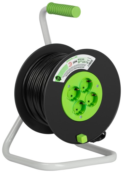 KAT-3x1-40m Удлинитель силовой ЭРА GREEN LINE KAT-3x1-40m Greenline на катушке пластик 4 розетки с заземлением 40м ПВС 3x1мм2