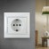 Б0053955 Розетка Intro Plano 1Э-206-01 с заземлением 2P+E Schuko со шторками, 16А-250В, IP20, СУ, без лапок, белый
