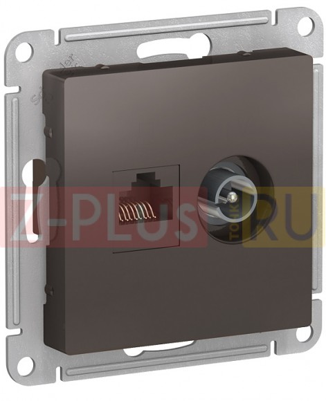 ATN000689 - ATLASDESIGN РОЗЕТКА двойная ТВ + компьютерная RJ45, кат. 5Е, МОККО