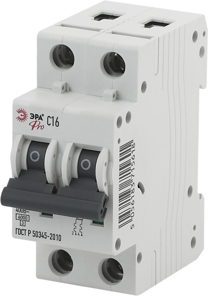 Б0031827 Автоматический выключатель ЭРА PRO NO-901-55 ВА47-63 2P 16А кривая C 6кА