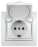 Б0053956 Розетка Intro Plano 1Э-207-01 с заземлением 2P+E Schuko с крышкой шторками, 16А-250В, IP20, СУ, без лапок, белый