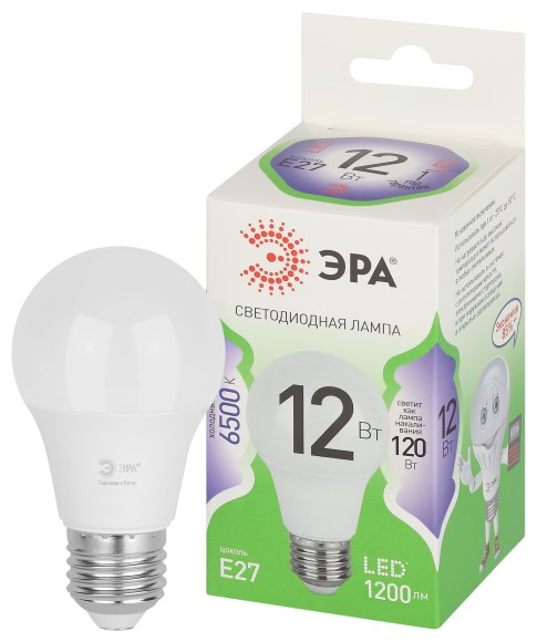 LED A60-12W-865-E27 GL Лампочка светодиодная ЭРА GREEN LINE LED A60-12W-865-E27 GL E27 12 Вт груша холодный свет