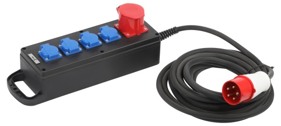 IND380-U-5e-5x2,5-10m-IP44 Удлинитель силовой ЭРА IND380-U-5e-5x2,5-10m-IP44 380В на каучуковой колодке 5 розеток 1xCEE 5P/4xSCHUKO 10м КГ 5x2,5