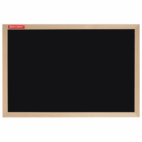 Доска для мела магнитная 30х45 см, черная, деревянная рамка, BRAUBERG Wood, 238801
