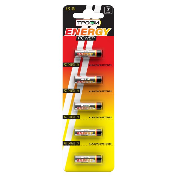 C0034939 Батарейки Трофи A27-5BL ENERGY POWER Alkaline (100/1000/60000)