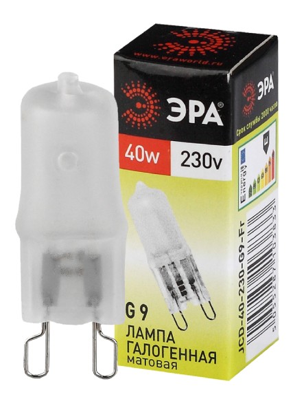 C0027368 Лампочка галогенная ЭРА G9-JCD-40-230V-FR G9 40Вт капсула матовая теплый белый свет