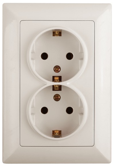 4-205-02 Intro Розетка 2X2P+E Schuko, 16А-250В, СУ, Solo, сл.кость (10/100/1000)