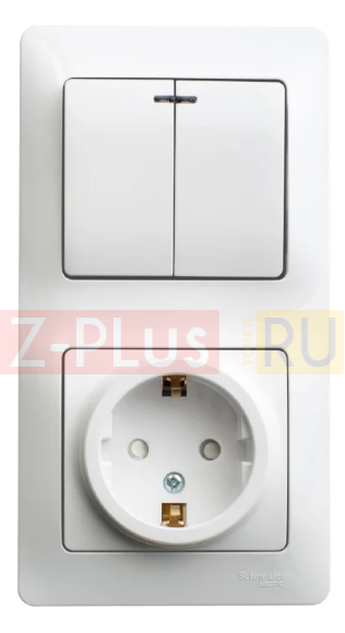 Блок комбинированный Schneider Electric GLOSSA GSL000175,10А, белый с подсветкой