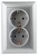 Б0043335 4-205-03 Intro Розетка 2X2P+E Schuko, 16А-250В, СУ, Solo, алюминий (10/100/1400)