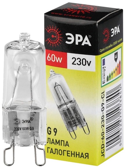 C0027370 Лампочка галогенная ЭРА G9-JCD-60-230V-CL G9 60Вт капсула теплый белый свет