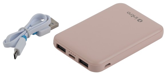 Б0046321 PB600 USB зарядки_25 Intro Power bank 5000 mAh розовые (50/3000)