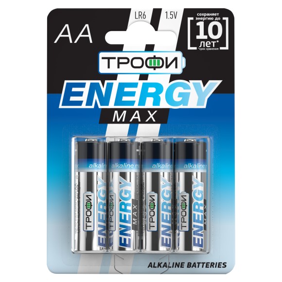 Б0015138 Батарейки Трофи LR6-4BL ENERGY MAX Alkaline (40/640/20480)