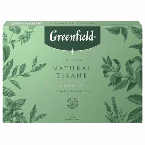 Чай GREENFIELD "Natural Tisane", ассорти 6 вкусов, НАБОР 30 пакетиков, 1844-10