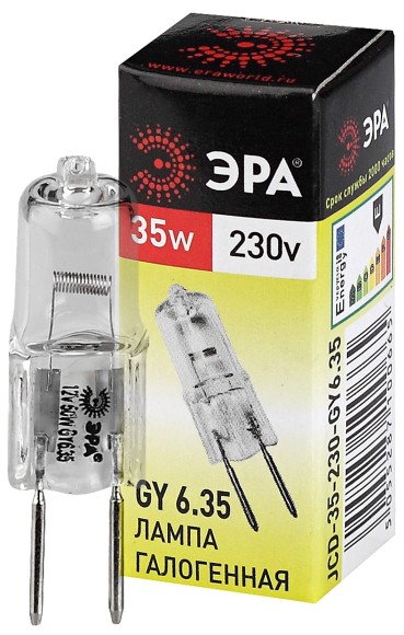 C0027373 Лампочка галогенная ЭРА GY6.35-JCD-35W-230V GY6.35 35Вт капсула теплый белый свет