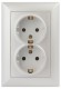 Б0053678 Розетка Intro Solo 4-205-06 с заземлением двойная 2X2P+E Schuko, 16А-250В, IP20, СУ, перламутр