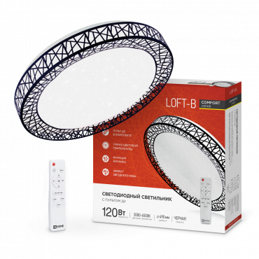 4690612041896 Светильник сд COMFORT LOFT-B 120Вт 230В 3000-6500K 9600Лм 500x100мм с пультом ДУ IN HOME