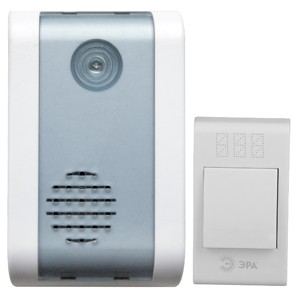 Звонок дверной ЭРА C31 беспроводной синий с белой кнопкой 32 мелодии