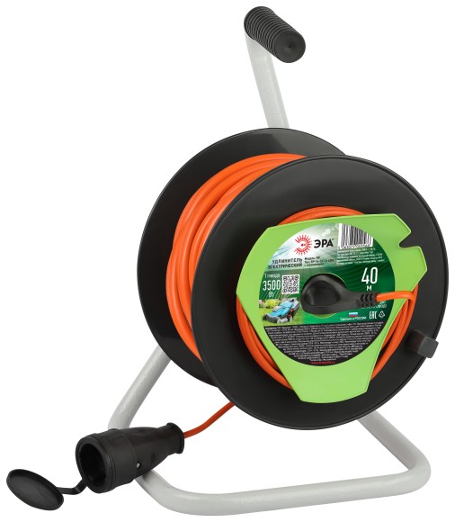 RP-1e-3x1.5-40m Удлинитель силовой ЭРА RP-1e-3x1.5-40m на пластиковой катушке c заземлением 1 розетка 40м ПВС 3х1,5мм2