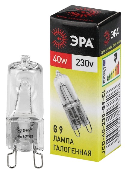 C0027378 Лампочка галогенная ЭРА G9-JCD-40-230V-CL G9 40Вт капсула теплый белый свет