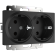 Розетка двойная с заземлением (черный матовый) W1172008