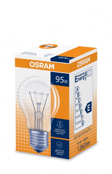 Лампочка Osram A55 95Вт Е27 / E27 230V CL груша
