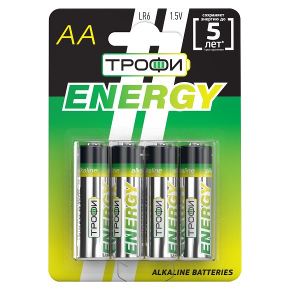 Б0017046 Батарейки Трофи LR6-4BL ENERGY Alkaline (40/720/17280)