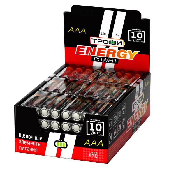 Б0017349 Батарейки Трофи LR03-4S promo-box ENERGY POWER Alkaline (96/384/36864)