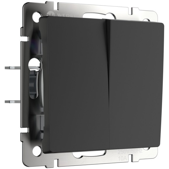 Werkel W1122408 Выключатель двухклавишный с самовозвратом (черный матовый) W1122408