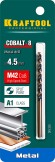 KRAFTOOL COBALT-8, 4.5 х 80 мм, сталь М42, HSS-Co(8%), сверло по металлу (29656-4.5)