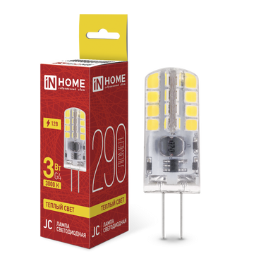 4690612058924 Лампа сд LED-JC 3Вт 12В G4 3000К 290Лм IN HOME