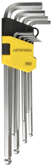 STAYER 9 шт, набор длинных имбусовых ключей (2741-H9-2)
