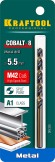 KRAFTOOL COBALT-8, 5.5 х 93 мм, сталь М42, HSS-Co(8%), сверло по металлу (29656-5.5)