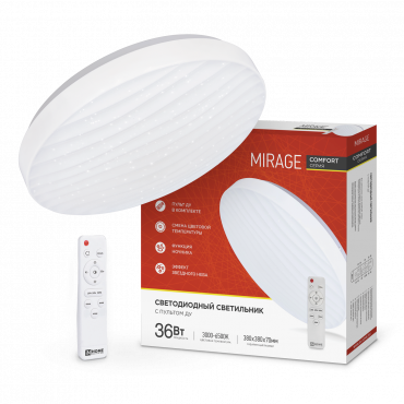4690612025278 Светильник сд COMFORT MIRAGE 36Вт 230В 3000-6500K 2900Лм 290x70мм с пультом ДУ IN HOME