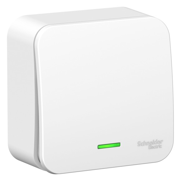Выключатель 1-клавишный Systeme Electric BLANCA с подсветкой, открытый монтаж, белый, BLNVA061101
