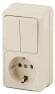 Б0036170 2-706-02 Intro Блок розетка+выкл. двойной верт. 10(16)А-250В, IP20, ОУ, Quadro, сл.кость (6/120/1440)