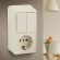 Б0036170 2-706-02 Intro Блок розетка+выкл. двойной верт. 10(16)А-250В, IP20, ОУ, Quadro, сл.кость (6/120/1440)