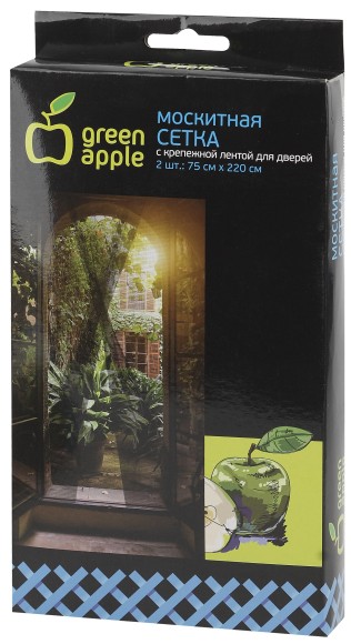 GBN003 GBN003 GREEN APPLE Москитная сетка на дверь 2штx75смx220см,      2 шторы + крепежная лента (24/720)