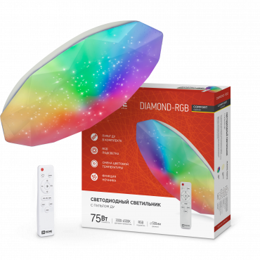 4690612044583 Светильник сд COMFORT DIAMOND-RGB 75Вт 230В 3000-6500K 6000Лм 500x105мм с пультом ДУ IN HOME
