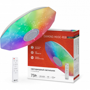 4690612044590 Светильник сд COMFORT DIAMOND-MUSIC-RGB 75Вт 230В 3000-6500K 6000Лм 500x100мм с пультом ДУ IN HOME