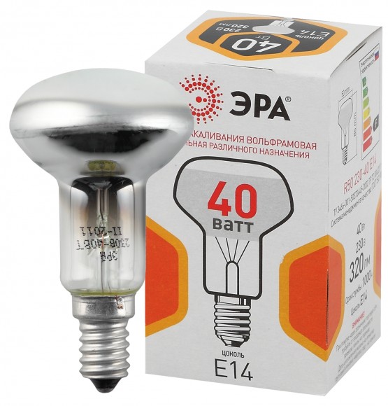 ЭРА R50 рефлектор 40Вт 230В E14 цв. упаковка (100/3600)