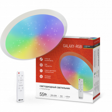 4690612044606 Светильник сд COMFORT GALAXY-RGB 55Вт 230В 3000-6500K 4400Лм 450x70мм с пультом ДУ IN HOME