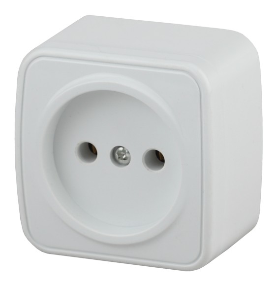 Б0053550 Розетка Intro Polo 3-201-01 без заземления 2P, 16A-250В, IP20, ОУ, белый