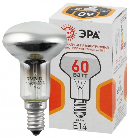ЭРА R50 рефлектор 60Вт 230В E14 цв. упаковка (100/3600)