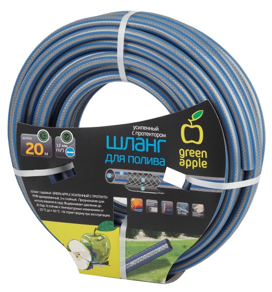 GWGH1-032 GWGH1-032 GREEN APPLE Шланг для полива УСИЛЕННЫЙ С ПРОТЕКТОРОМ 12мм (1/2 ) х 20м (5/60)