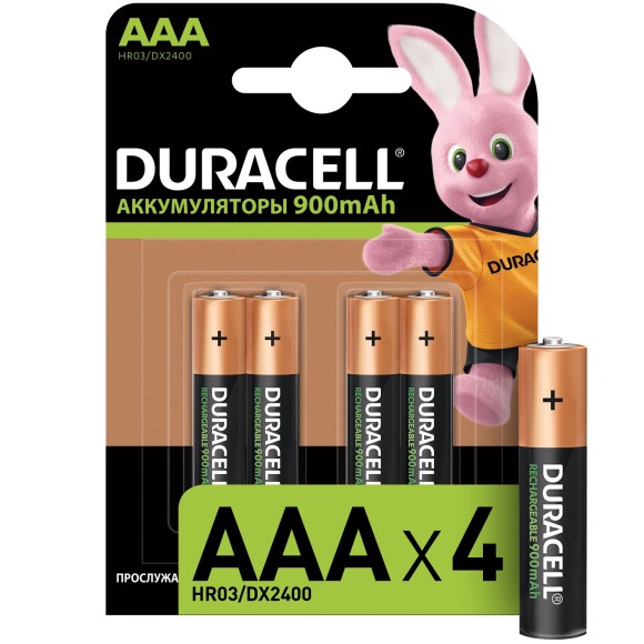 Б0014861 Duracell HR03-4BL 850mAh/900mAh предзаряженные (4/40/15000)