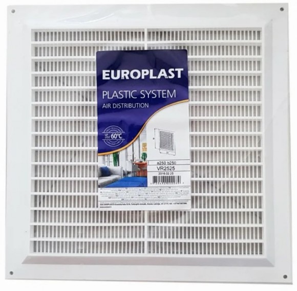 Решетка пластиковая квадратная Europlast VR 2525 белая