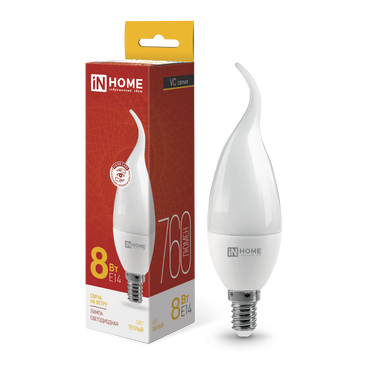 4690612030418 Лампа сд LED-СВЕЧА НА ВЕТРУ-VC 8Вт 230В Е14 3000К 760Лм IN HOME