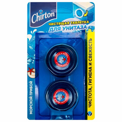 Таблетки чистящие для унитаза 2 шт. х 50 г, CHIRTON (Чиртон), "Морской Прибой", 6944678610380